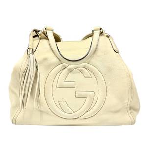 lot 18C image: Gucci Soho Ivory Leather Shoulder Bag Pre-Owned Retail $1,800