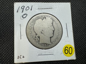lot 60 image: 1901-O Silver Barber Half Dollar