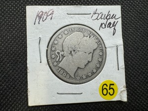 lot 65 image: 1909 Silver Barber Half Dollar