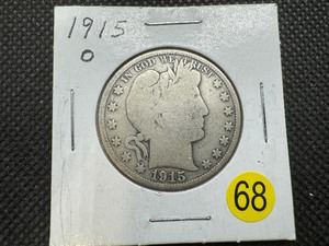 lot 68 image: 1915-D Silver Barber Half Dollar