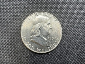 lot 80 image: 1954-D BU Silver Franklin Dollar  Mint Luster