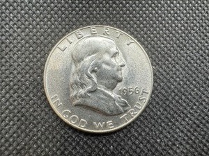 lot 81 image: 1956 BU Silver Franklin Dollar  Mint Luster