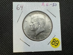 lot 89 image: 1964 90% Silver Kennedy Half Dollar