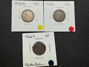 lot 91 image: 3 Wheat cents including 1916S