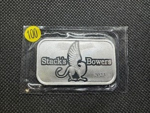 lot 100 image: 2023 Stacks and Bowers One Oz .999 silver bar