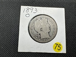 lot 75 image: 1893-O Silver Barber Half Dollar - Early Semi-Key Date