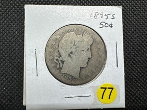 lot 77 image: 1895-S Silver Barber Half Dollar - Early Semi-Key Date