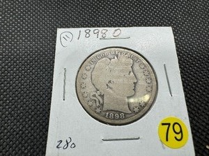 lot 79 image: 1898-O Silver Barber Half Dollar - Early Date