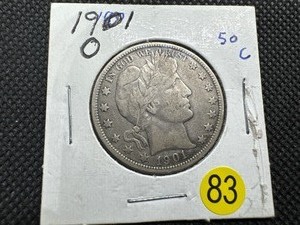 lot 83 image: 1901-O Silver Barber Half Dollar