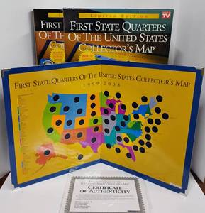 lot 85 image: LOT of 3 - First State Quarters of The United States Collectors Maps