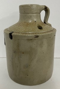 lot 102 image: Antique Salt Glazed Pottery Jug with Turkey Dripping Glaze Primitive