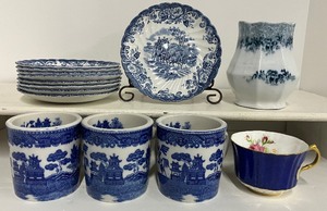 lot 90 image: Johnson Brothers Coaching Scenes Iron Stone Blue and White Transferware and Miscellaneous Dishes