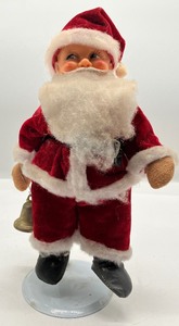 lot 13 image: Vintage 1940s Rubber Face Santa Harold Gale STYLE Santa with bell