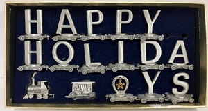 lot 110 image: Vintage Fort Inc. Pewter Happy Holidays Train Set