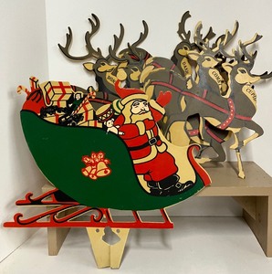 lot 112 image: Vintage 1960sSanta and Reindeer Lawn Stakes Plastic