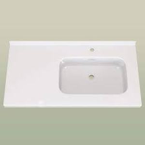lot 35 image: Getpro 42 in. W x 22 in. D Solid Surface White Rectangular Right Single Sink Bath Vanity Top and Basin with 1.38 in. Backsplash Customer Returns See Pictures