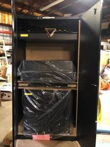 lot 13 image: Black Husky Cabinet combo tall cabinet  Damaged  Customer Returns See Pictures