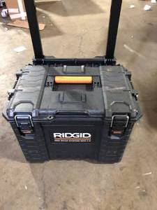 lot 19 image: RIDGID Pro Gear System Gen 2.0 Stackable 25 in All Terrain Rolling Tool Box with 9 in. Wheels  Customer Returns See Pictures