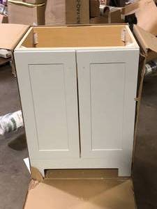 lot 40 image: 25 in. Single Sink Pearl Gray Bath Vanity  No Top Included Customer Returns See Pictures