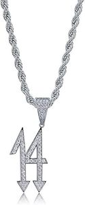lot 3 image: JINAO Micropave Simulated Diamond Iced Out Trippie Redd 14 Pendant Necklace 24 Stainless Steel Rope Chain