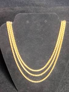 lot 47 image: 3 Gold Tone Rope Chain Necklaces
