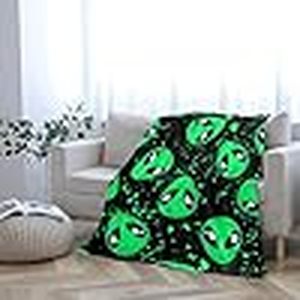 lot 64 image: Brand New Alien Blanket Gift for Kids, Cute and Funny Green Alien Ultra Soft