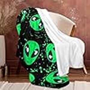 lot 76 image: Brand New Alien Blanket Gift for Kids, Cute and Funny Green Alien Ultra Soft