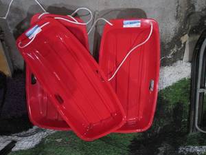 lot 122 image: Pair of new Red snow sleds...