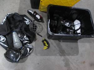 lot 123 image: Bauer, Easton and other brand hocke...