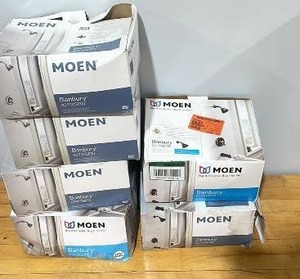 lot 47 image: Lot of Moen Shower and Tub Faucet Trim Sets Assorted Finishes