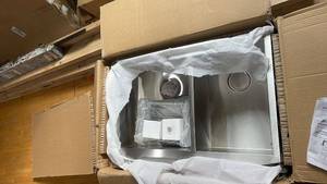 lot 57 image: Moen Stainless Steel Double Bowl Kitchen Sink with Installation Guide