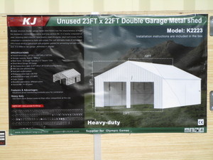 lot 31 image: KJ 22x23 Double Garage All Steel Kit WhiteCream Color