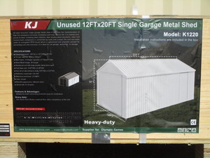 lot 122 image: KJ 12x20 Single Garage All Steel Kit WhiteCream Color