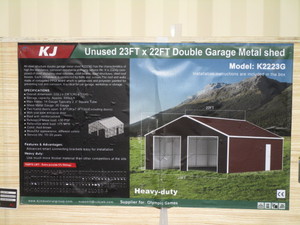lot 101 image: KJ 22x23 Double Garage All Steel Kit Red-Brown Color