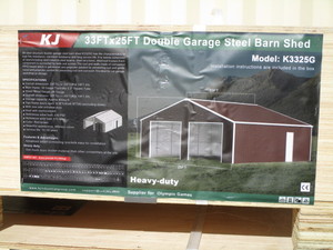 lot 81 image: KJ 25x33 Double Garage All Steel Kit Red-Brown Color