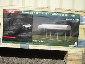 lot 62 image: KJ 11x19 Carport All Steel Kit WhiteCream Color