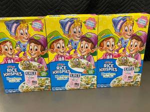 lot 223 image: IL 3 - Kelloggs Rice Krispies Blue & Green Color Mix Cereal 3 Pack, Sealed, Exp. 112025