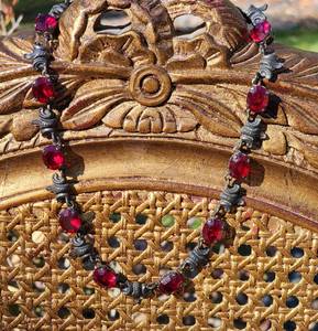 lot 30 image: Sterling Silver Ruby Crystal Designer Signed Necklace  43g