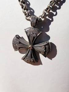 lot 31 image: Konstantino Signed Byzantine Cross Enhancer Necklace  62g