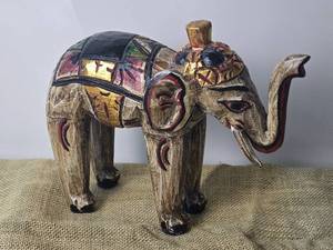 lot 164 image: Exotic Traditional Art Carved Elephant Statuette