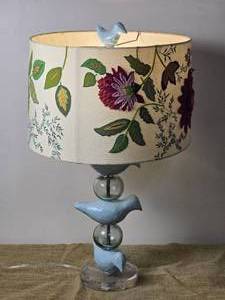 lot 167 image: SIGNED Cute Artisan Mache Bird Table Lamp - Stray Dog Designs