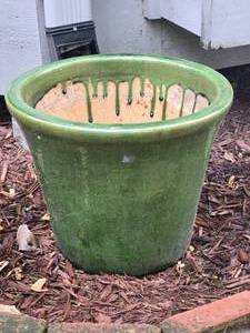 lot 104 image: Green Drip Glaze Terra Cotta Garden Planter