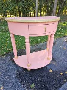 lot 59 image: Petal Tone Half Moon Consol Table
