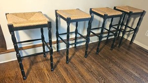 lot 65 image: Carolina Cottage Rush Seat Twine Barstools