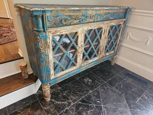 lot 178 image: Distressed Windowed Sideboard Cabinet