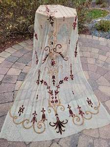 lot 97 image: Romantic English Home Embellished Net Lace Drapery Panel, 90 x 50