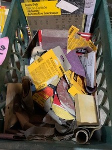 lot 16 image: Misc sanding discs, craftsman tool box, misc