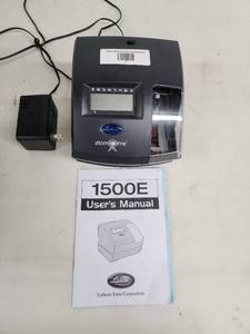 lot 21 image: Lathem 1500E Atomic Time Clock with Power Adapter and Manual