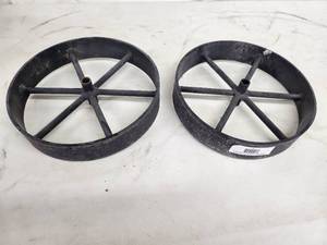 lot 32 image: Pair of Cast Iron Spoked Wheels - Grill wheels