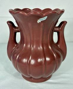 lot 16 image: Vintage Rum Rill Red Wing Two Handle Vase